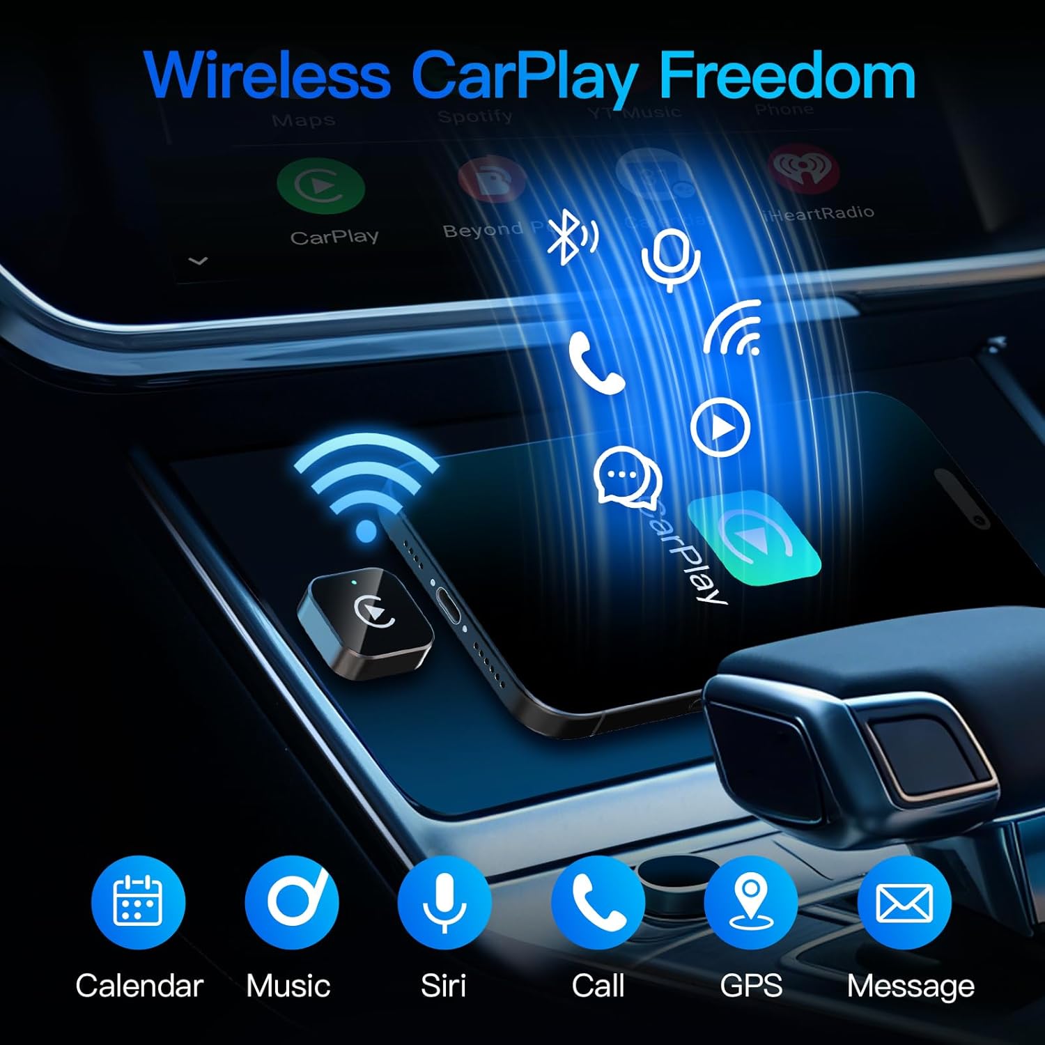 (2026 Upgraded) Wireless CarPlay Adapter for Apple iPhone&Android, Small Size,Plug and Play,Fast and Stable Connection Wireless Adapter for CarPlay&Android-No Latency to Screen(Black) - Image 2