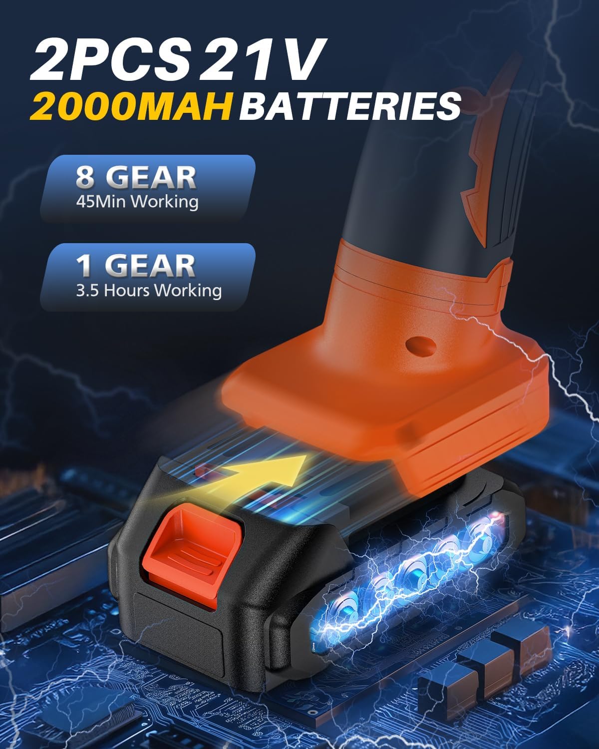 Cordless Car Buffer Polisher, 8 Variable Speed Car Polisher with 2x 21V 2000mAh Batteries & 18 PCS Attachments, 2800-6000RPM Cordless Car Polishing Machine for Waxing, Polishing & Scratch Removal - Image 4