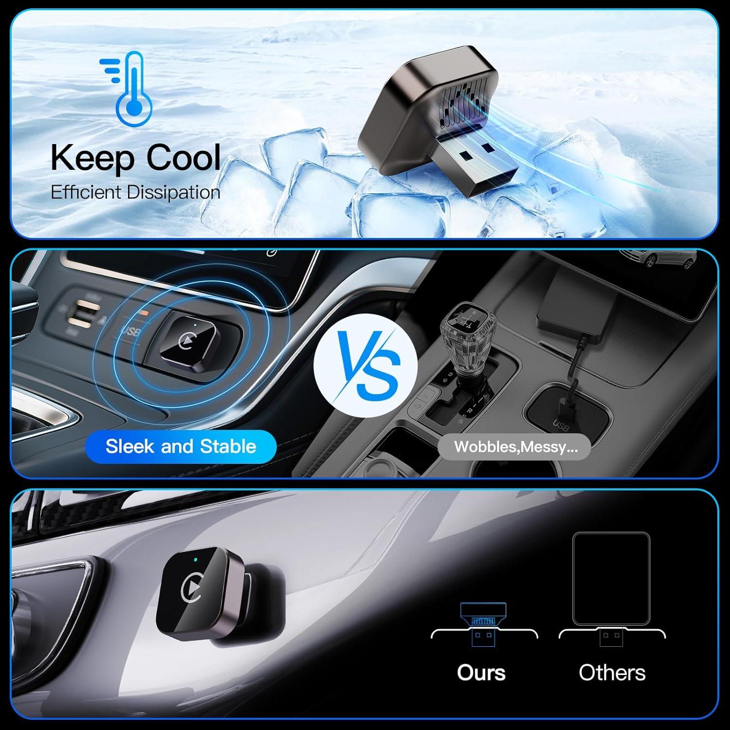 (2026 Upgraded) Wireless CarPlay Adapter for Apple iPhone&Android, Small Size,Plug and Play,Fast and Stable Connection Wireless Adapter for CarPlay&Android-No Latency to Screen(Black) - Image 7