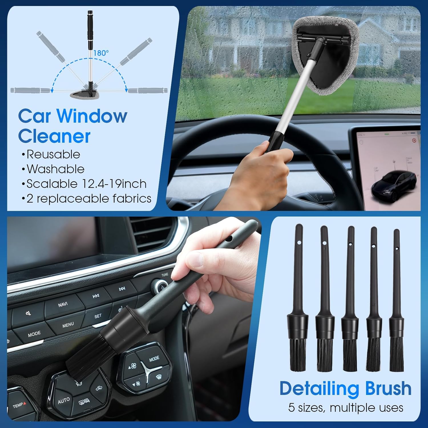 26pcs Car Cleaning Kit, Gray Interior Detailing Kit with High Power Vacuum Portable Cordless, Handheld Vacuum Cleaner for Home, Car, Pet Hair, Keyboard, Complete Auto Accessories for Gift - Image 6