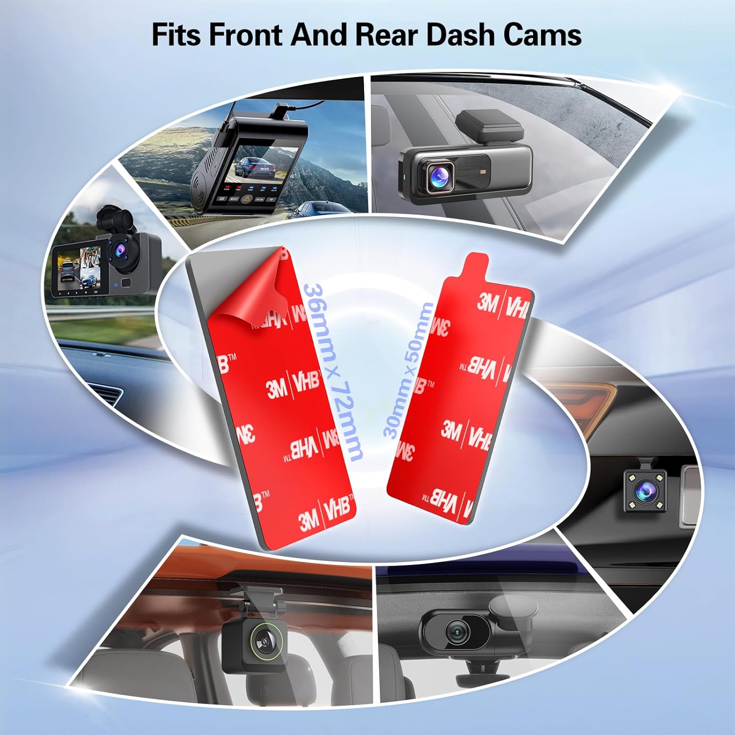 pop-tech Adhesive Pad for Dash Cam: 4Pcs Sticky Pad for Dashcam Mount Front Rear - High Bond Double Sided Mounting Tape for Square Car Camera - Heat Resistant Replacement Sticker for Windshield Window - Image 2