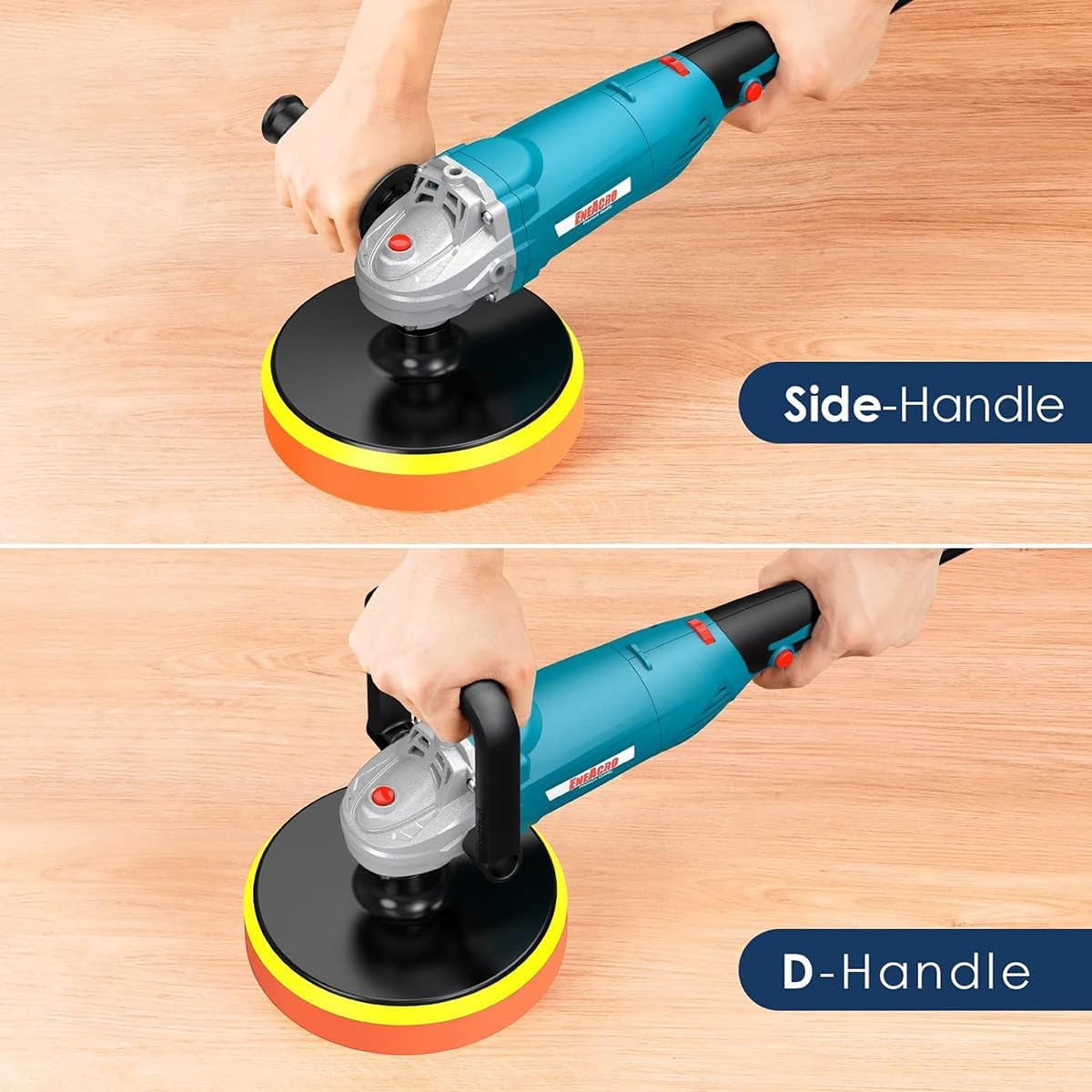 ENEACRO Polisher, Rotary Car Buffer Polisher Waxer, 1600W 7-inch/6-inch Variable Speed 1500-3500RPM, Detachable Handle Suitable for Boat,Car Polishing and Waxing - Image 2
