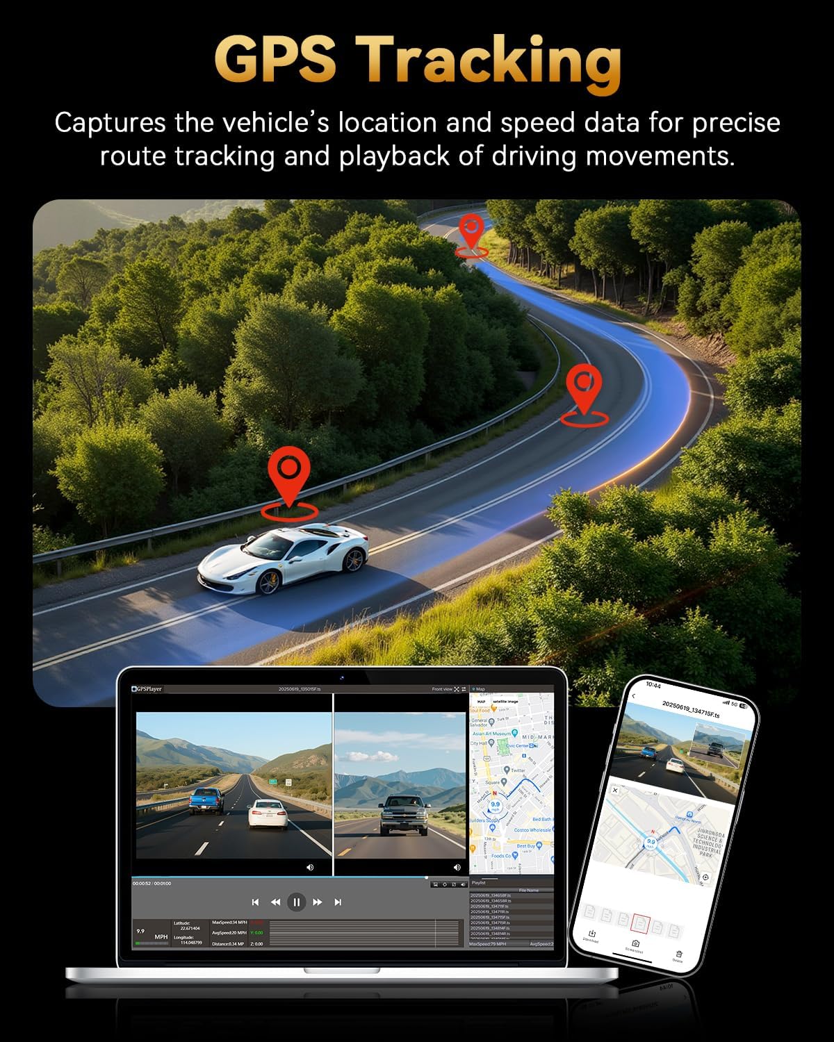 4K+4K Dash Cam Front and Rear, Free 128GB Card Included, 5.8GHz WiFi Dash Camera for Cars, Built-in GPS, G-Sensor, 170°Wide Angle, 3" IPS Screen, 24H Parking Mode, Support 512GB Max - Image 6