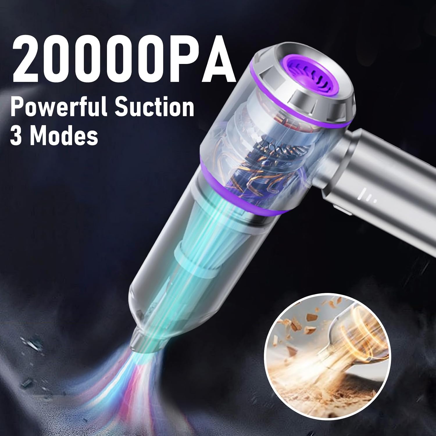 houscly Car Vacuum Portable Cordless 20000PA High Power 4-in-1 Compressed Air Duster & Air Blower & Pump Hand Held Vacuum with Brushless Motor for Car, Home, Office,Camping Ideal Gifts for Men & Women - Image 2