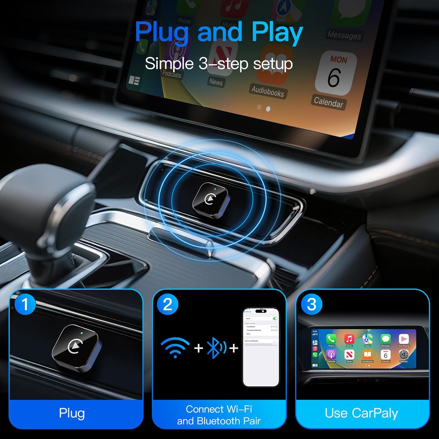 (2026 Upgraded) Wireless CarPlay Adapter for Apple iPhone&Android, Small Size,Plug and Play,Fast and Stable Connection Wireless Adapter for CarPlay&Android-No Latency to Screen(Black) - Image 6