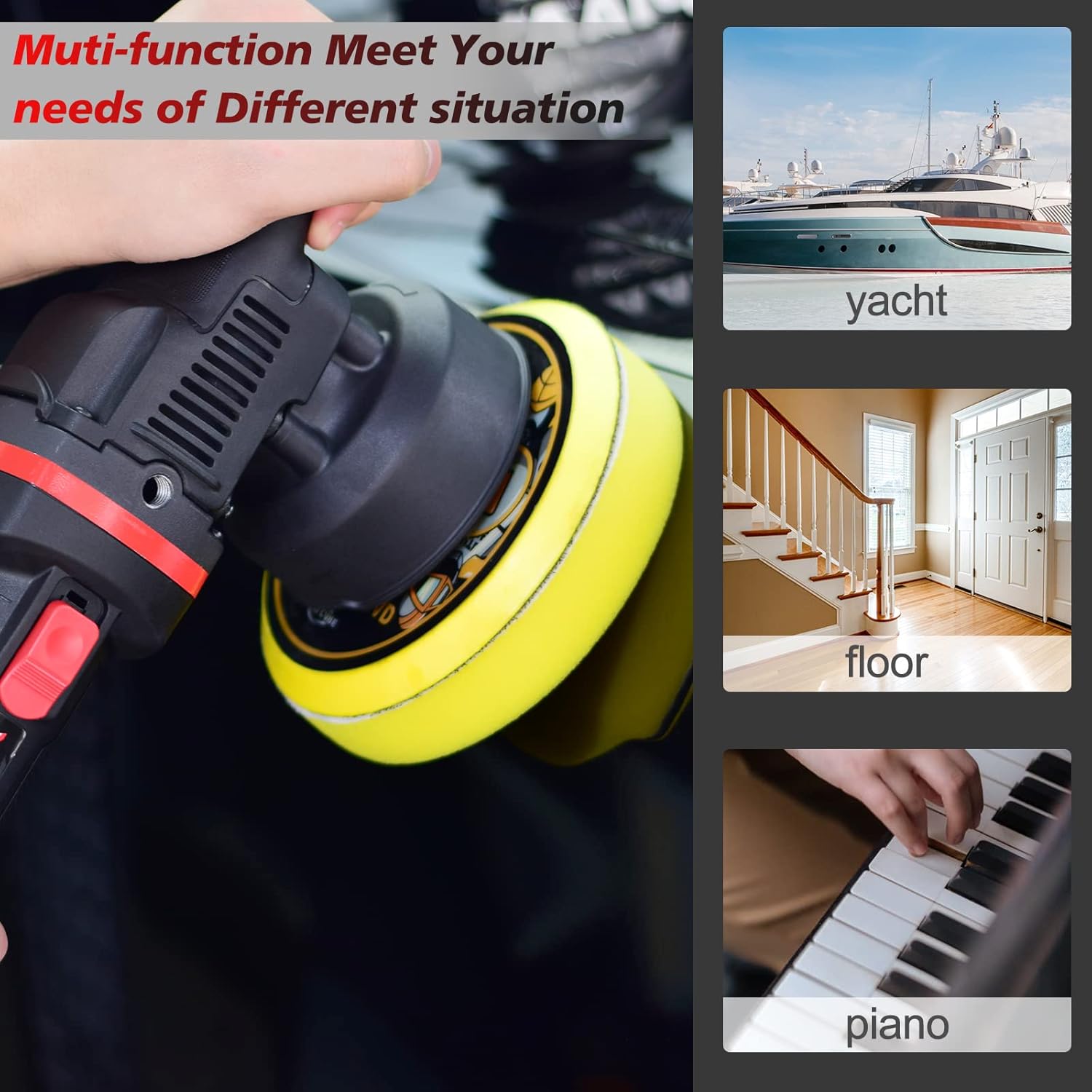AOBEN Car Buffer Polisher,6 inch Dual Action Polisher,Random Buffer Polisher kit with 6 Variable Speed 1000-4500rpm,Detachable Handle,4 Buffing Pads for Car detailing Polishing and Waxing - Image 5