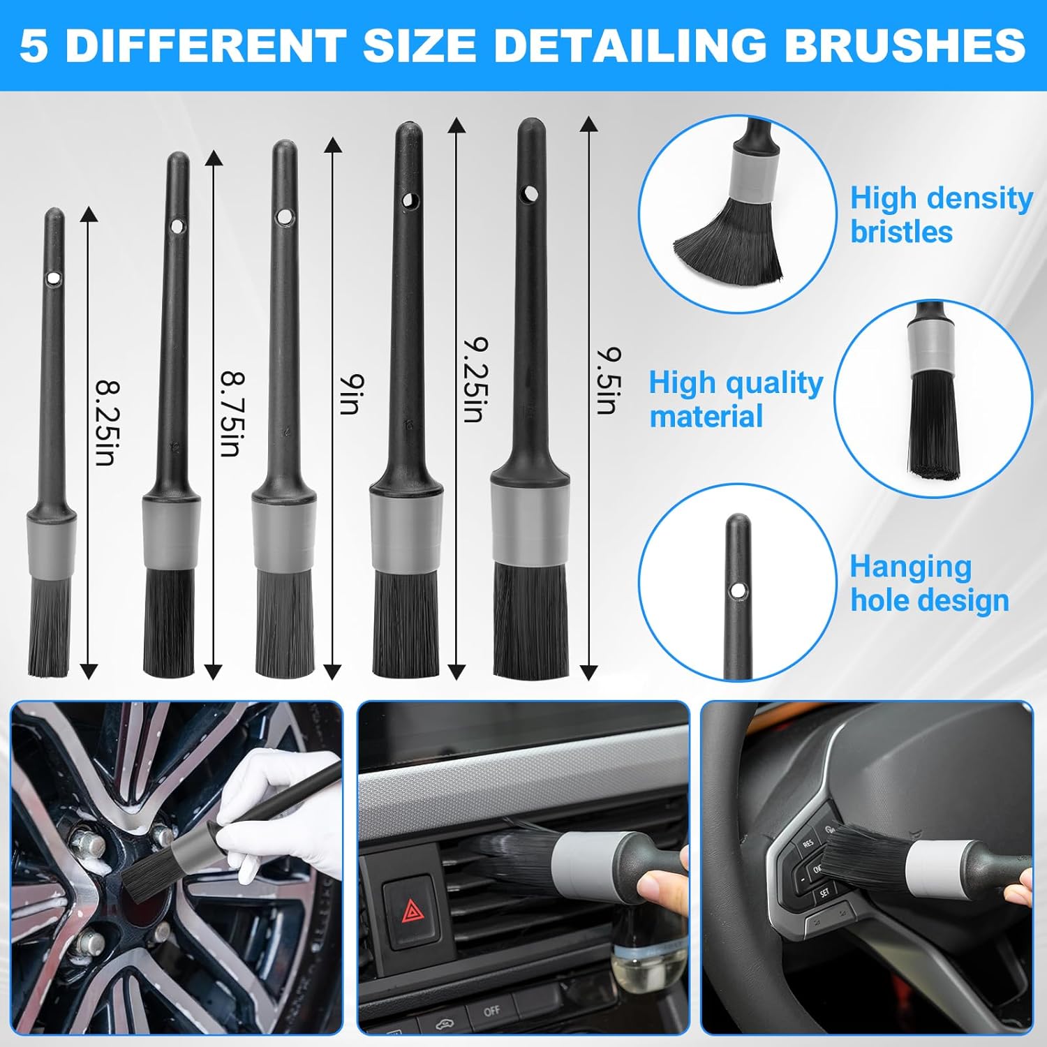 THINKWORK Car Detailing Kit, Car Detailing Brush Set, Car Cleaning Drill Brush Kit with Extension Pole, Professional Auto Detailing Supplies for Automobile Interior Exterior Wheels - Image 6
