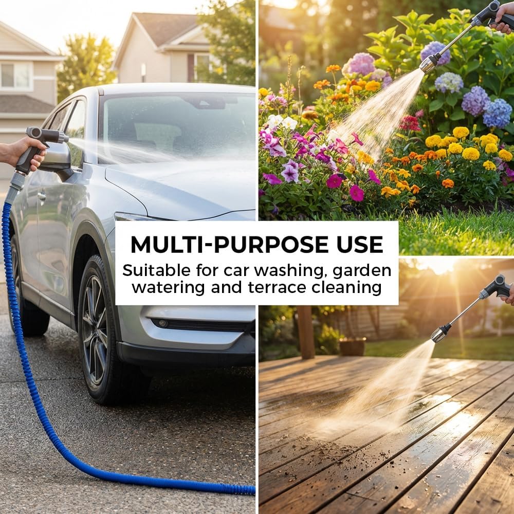 Water Blitz Pressure Washer,Power Jet Water with High Pressure Hose Nozzle and 360° Rotating,Multi Function Lawn and Garden Watering Sprayer for Yard Car (Set A) - Image 5