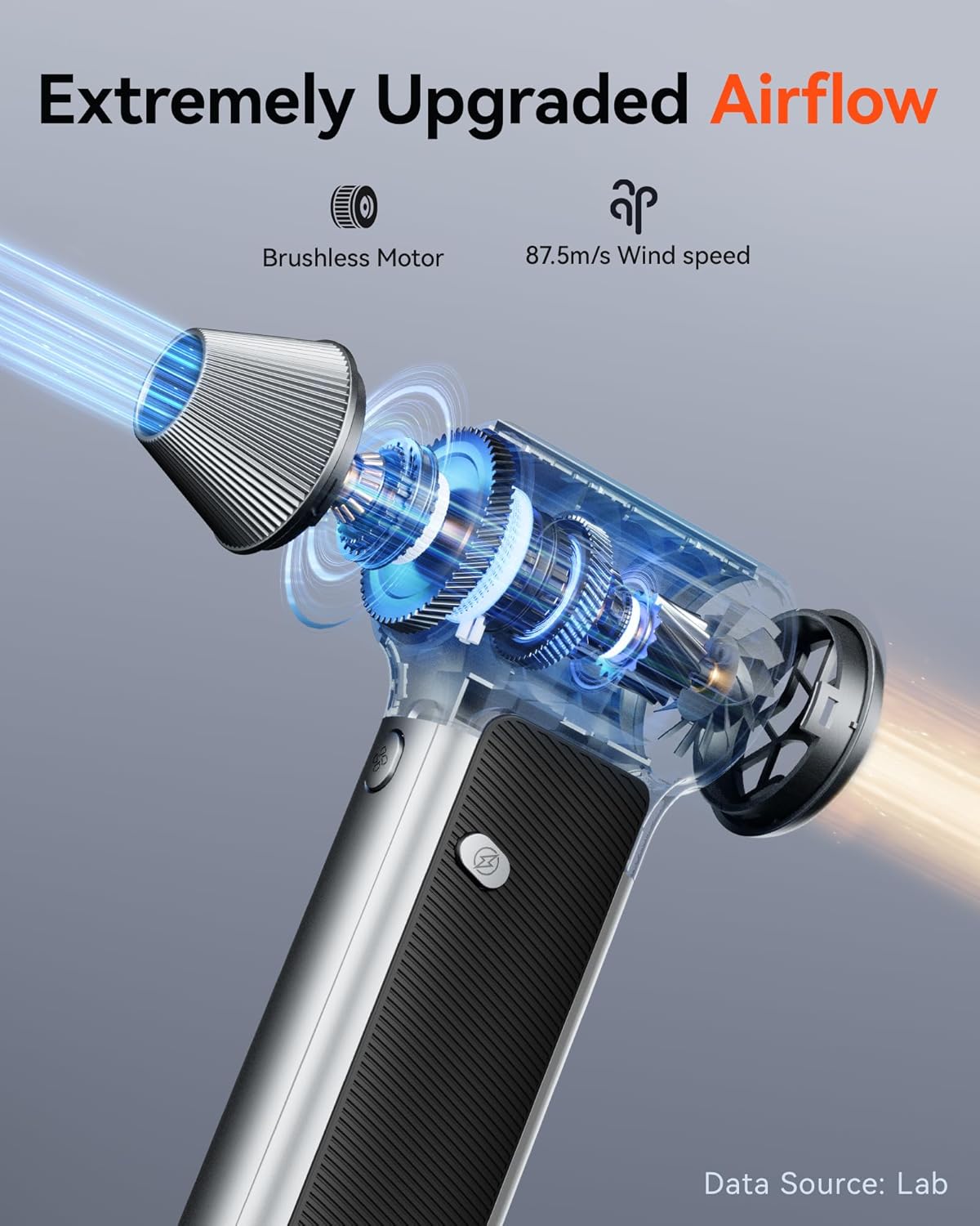 WOLFBOX MF200 Compressed Air Duster with Removable Battery & 4 Nozzles, Cordless 3-Speed Adjustable Mini Blower for Computer Keyboard, Car Cleaning, Home, and Outdoor Use - Image 3