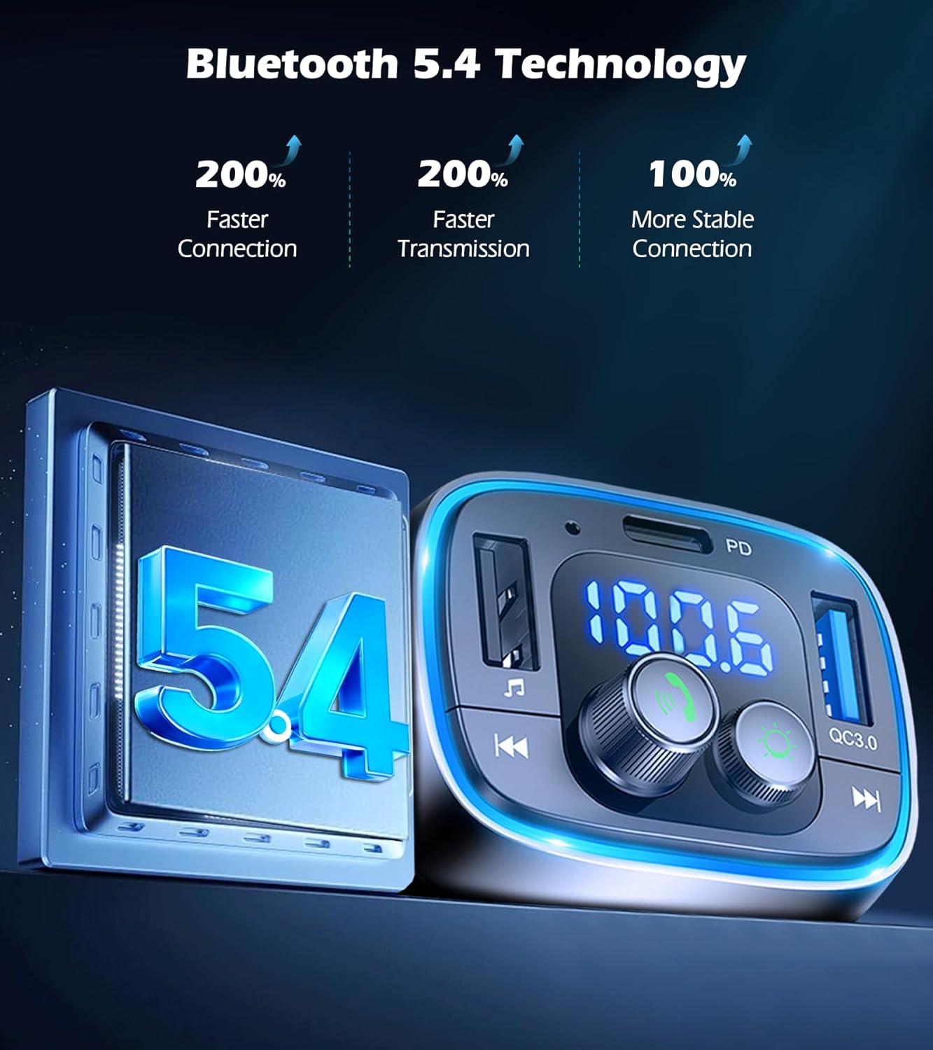 LIHAN USB C Bluetooth 5.4 Car Adapter, Wireless Upgrade Audio System for Non-Bluetooth Vehicles, FM Radio Transmitter, 48W Fast Charging, Stable Hands-Free Calling, MP3 Music Player, Support USB/TF - Image 6