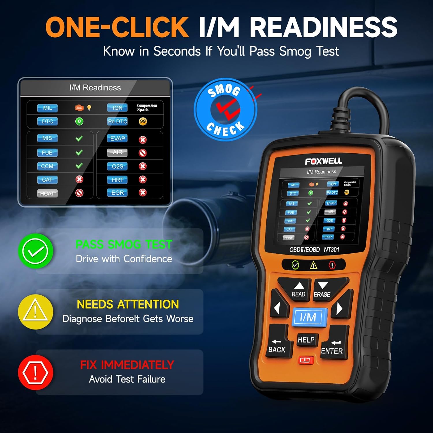 FOXWELL NT301 OBD2 Scanner Live Data Professional Mechanic OBDII Diagnostic Code Reader Tool for Check Engine Light - Image 5