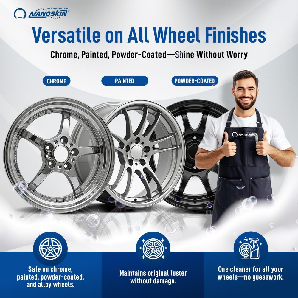 Nanoskin Non Acid Professional Wheel & Tire Cleaner 1 Gallon – Works with Brush | Car Wash Cleaning Spray for Detailing | Removes Brake Dust, Oil, Dirt, Light Corrosion - Image 6