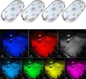4Pcs Car LED Lights Interior Wirele...