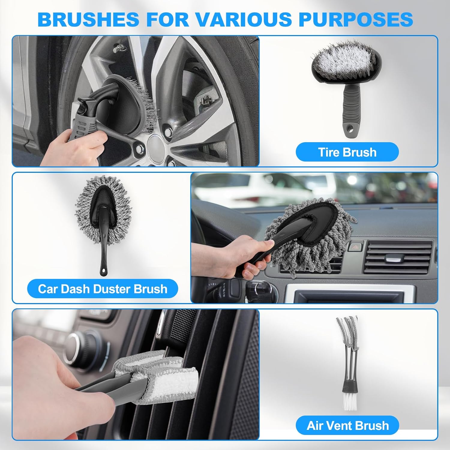 THINKWORK Car Detailing Kit, Car Detailing Brush Set, Car Cleaning Drill Brush Kit with Extension Pole, Professional Auto Detailing Supplies for Automobile Interior Exterior Wheels - Image 7