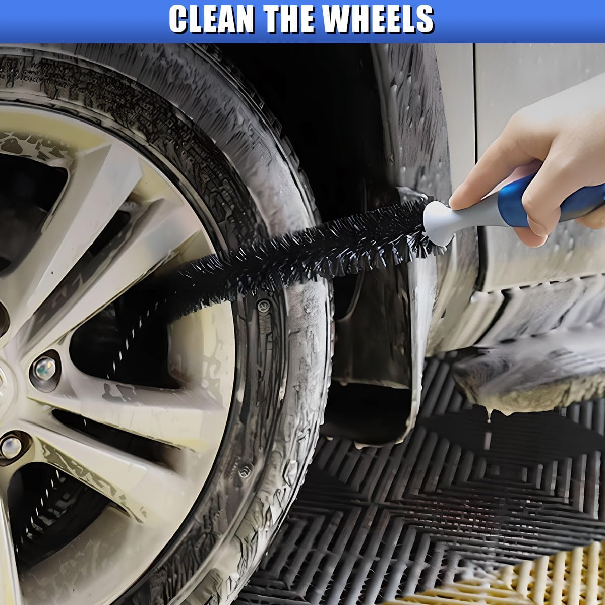 Long Handle Car Engine Cleaning Brush, Hard Bristle Automotive Wash Brushes, Flexible Bendable Vehicle Detailing Brush for Car Radiator Dryer Vent, Engine Oil Residue (2PCS) - Image 4