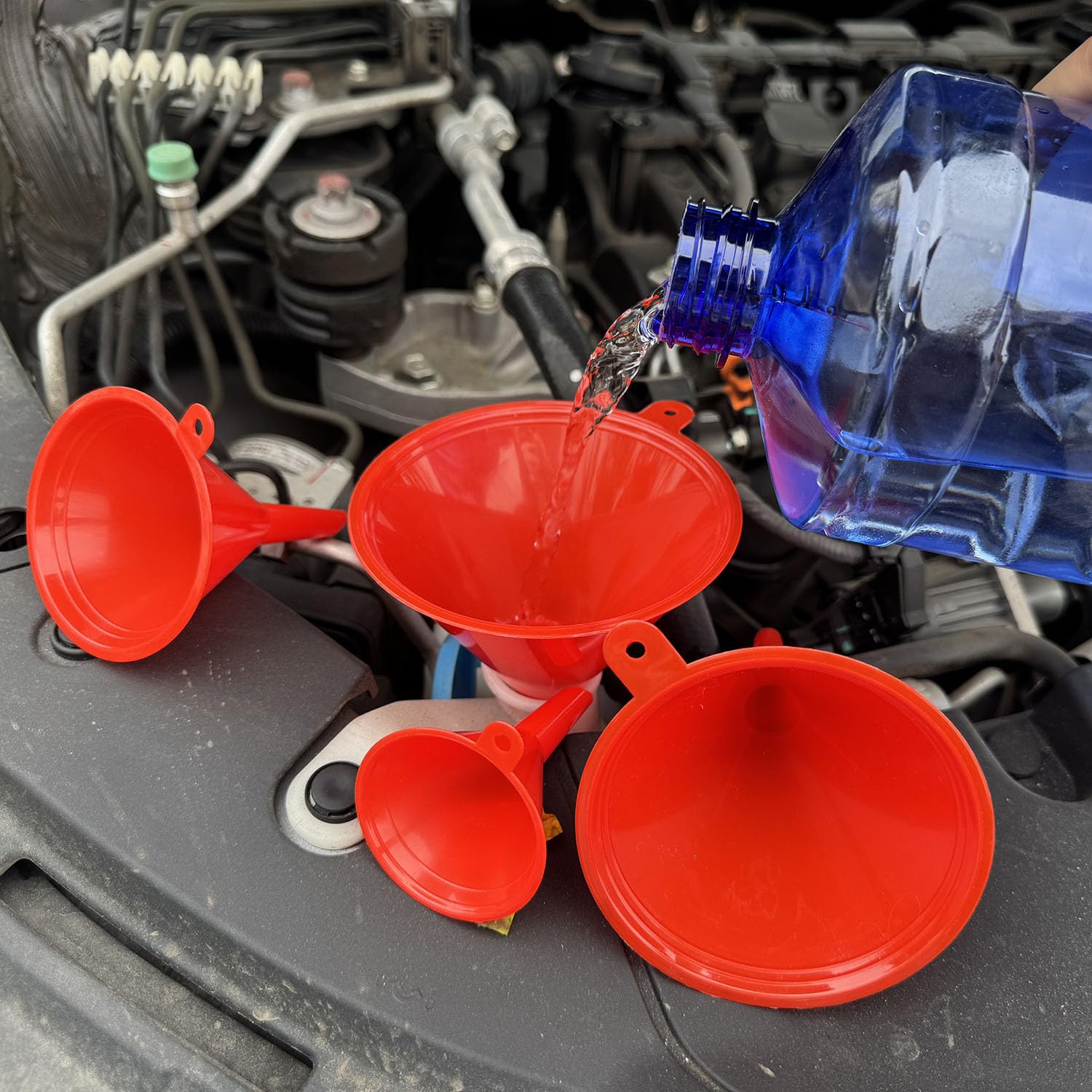 5-Piece Automotive Oil Funnel Set with Flexible Neck, Filter Screen, Wide Mouth for Gas, Oil, Coolant, Engine Oil - Image 6