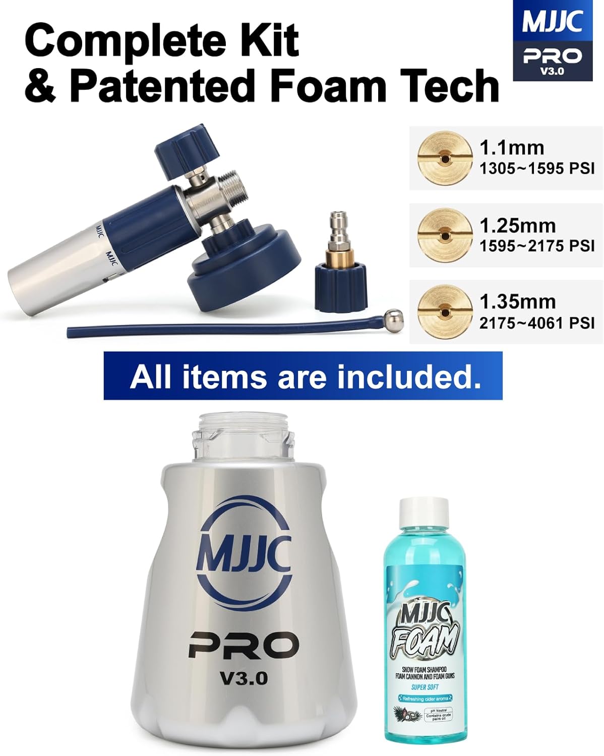 MJJC PRO V3.0 Ultimate Foam Cannon for Pressure Washers – Professional Car Wash Accessory Kit with Thick Foam, Stainless Steel, 44 fl oz Bottle (Pro V3.0 (1/4" Quick Connector) + SOAP Sample) - Image 6