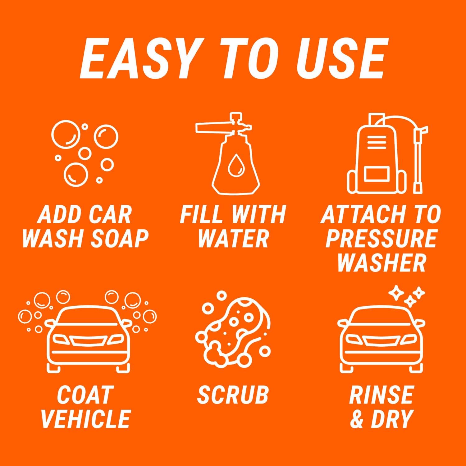 Armor All 2-in-1 Foam Cannon Kit, Car Cleaning Kit Connects to Power Washers and Garden Hoses for Vehicle Cleaning, Includes Foam Cannon, Foam Applicator and Ergonomic Adaptor, 1 count - Image 5