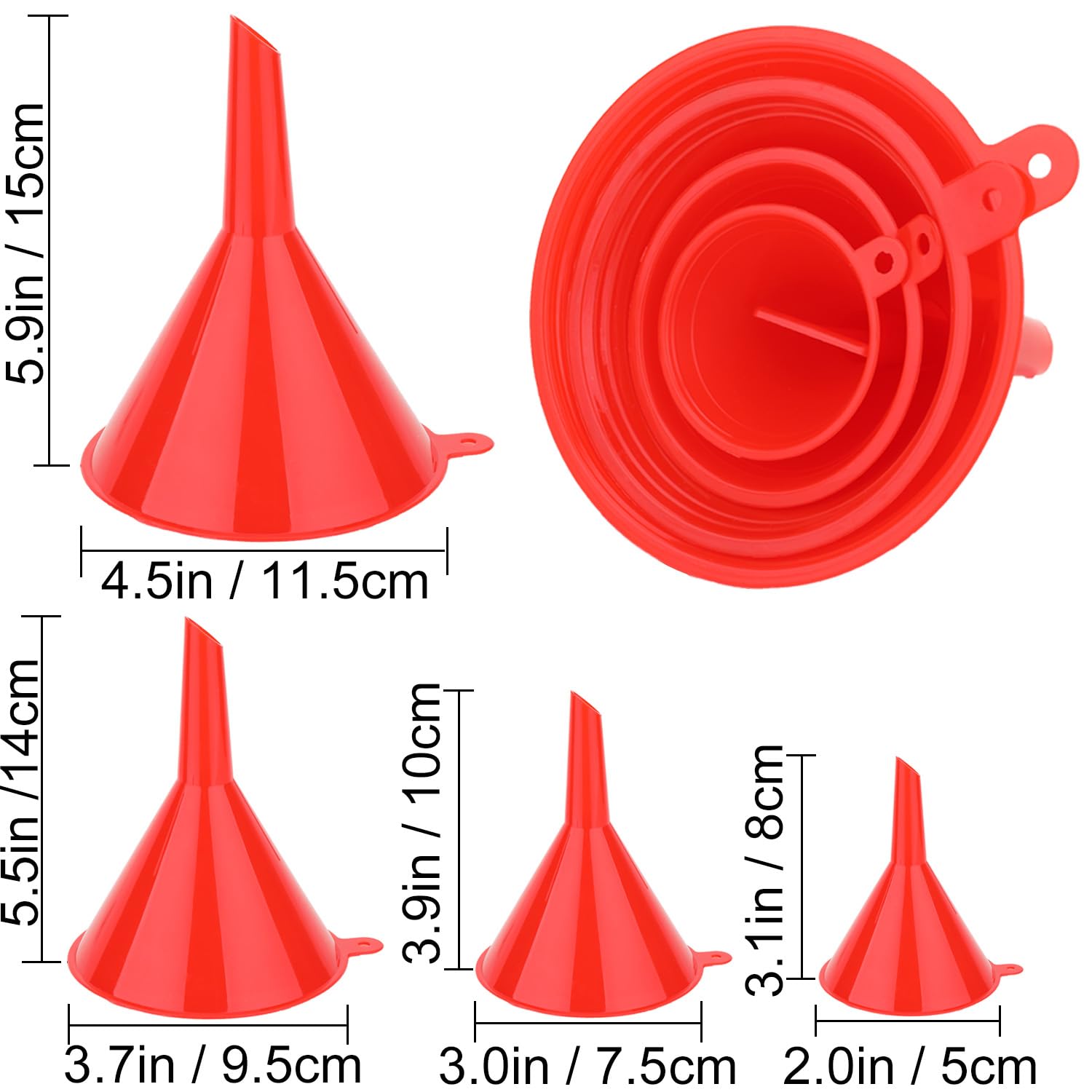 5-Piece Automotive Oil Funnel Set with Flexible Neck, Filter Screen, Wide Mouth for Gas, Oil, Coolant, Engine Oil - Image 3
