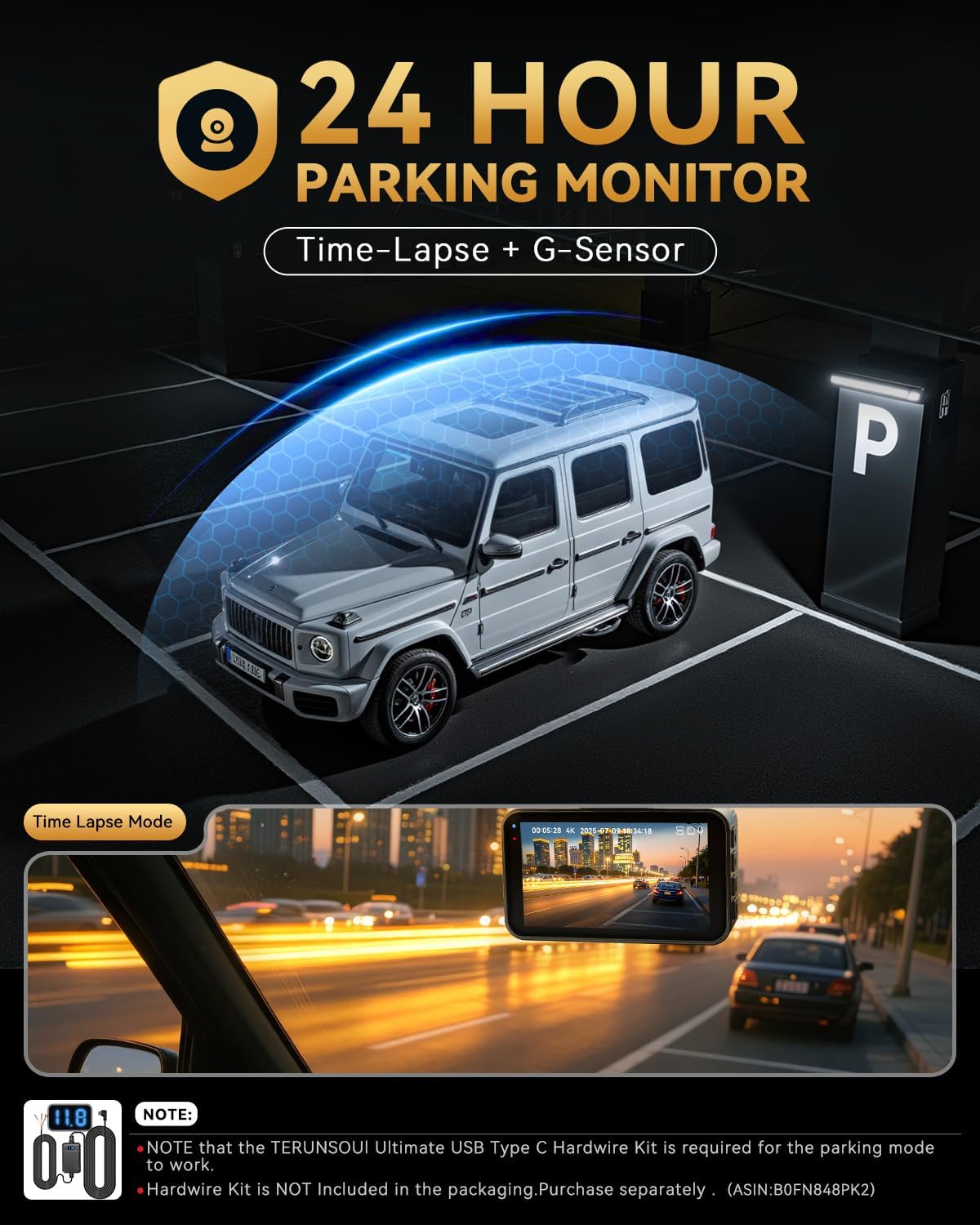 4K+4K Dash Cam Front and Rear, Free 128GB Card Included, 5.8GHz WiFi Dash Camera for Cars, Built-in GPS, G-Sensor, 170°Wide Angle, 3" IPS Screen, 24H Parking Mode, Support 512GB Max - Image 8