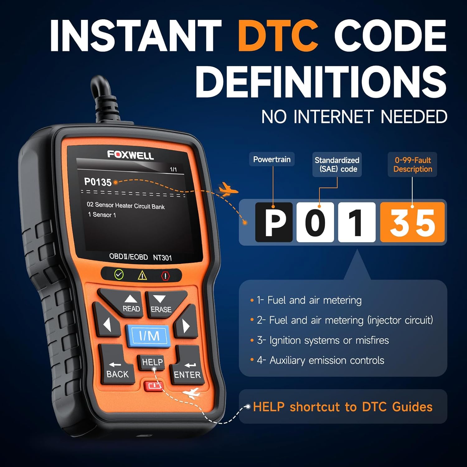 FOXWELL NT301 OBD2 Scanner Live Data Professional Mechanic OBDII Diagnostic Code Reader Tool for Check Engine Light - Image 7