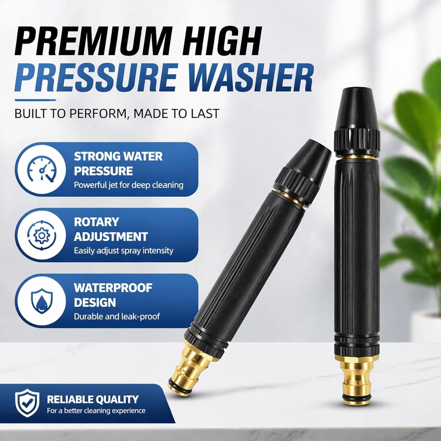 Home High-Pressure Car Wash Water Gun with Booster Nozzle, Booster Nozzle with 3 Adjustable Spray Modes, Anti-Leak Garden Hose Sprayer for Car Washing, Plant Watering, Pet Bathing (2Pcs) - Image 3