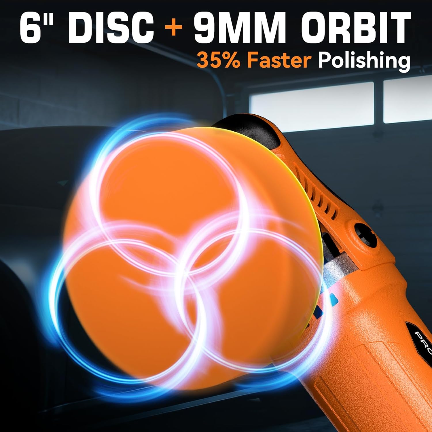 Protmex 1200W Dual Action Car Buffer Polisher, 6 Inch Orbital Polisher with 6 Variable Speed 2500-6000RPM, Constant Power & Detachable Handle for Car Detailing, Polishing, Waxing and Scratch Removal - Image 4