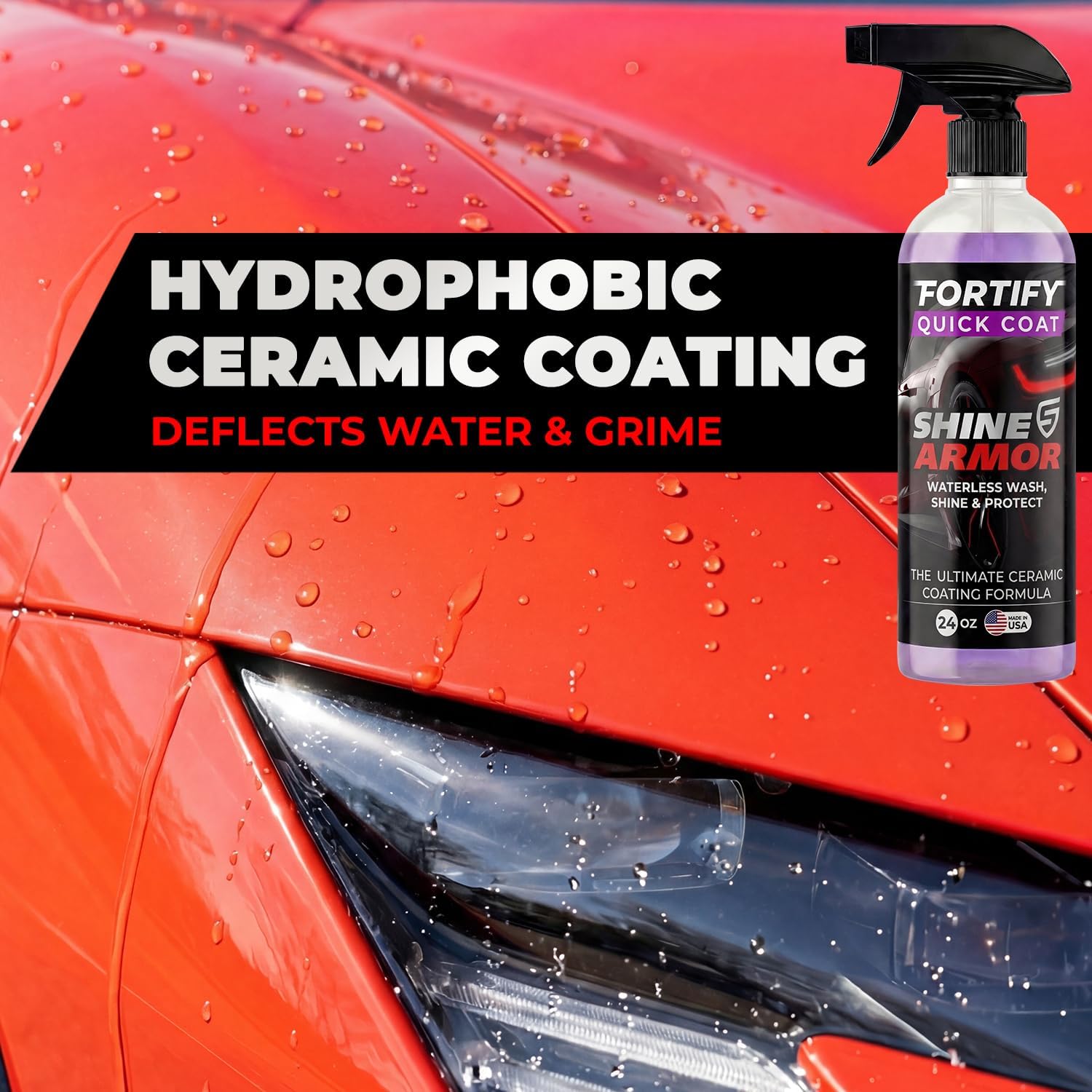 SHINE ARMOR Fortify Quick Coat: 3-in-1 Complete Detailing Spray - Car Wax, Waterless Wash and Ceramic Coating - Paint Protection for Cars, Trucks, Bikes and SUVs, Made in USA, 16floz - Image 5