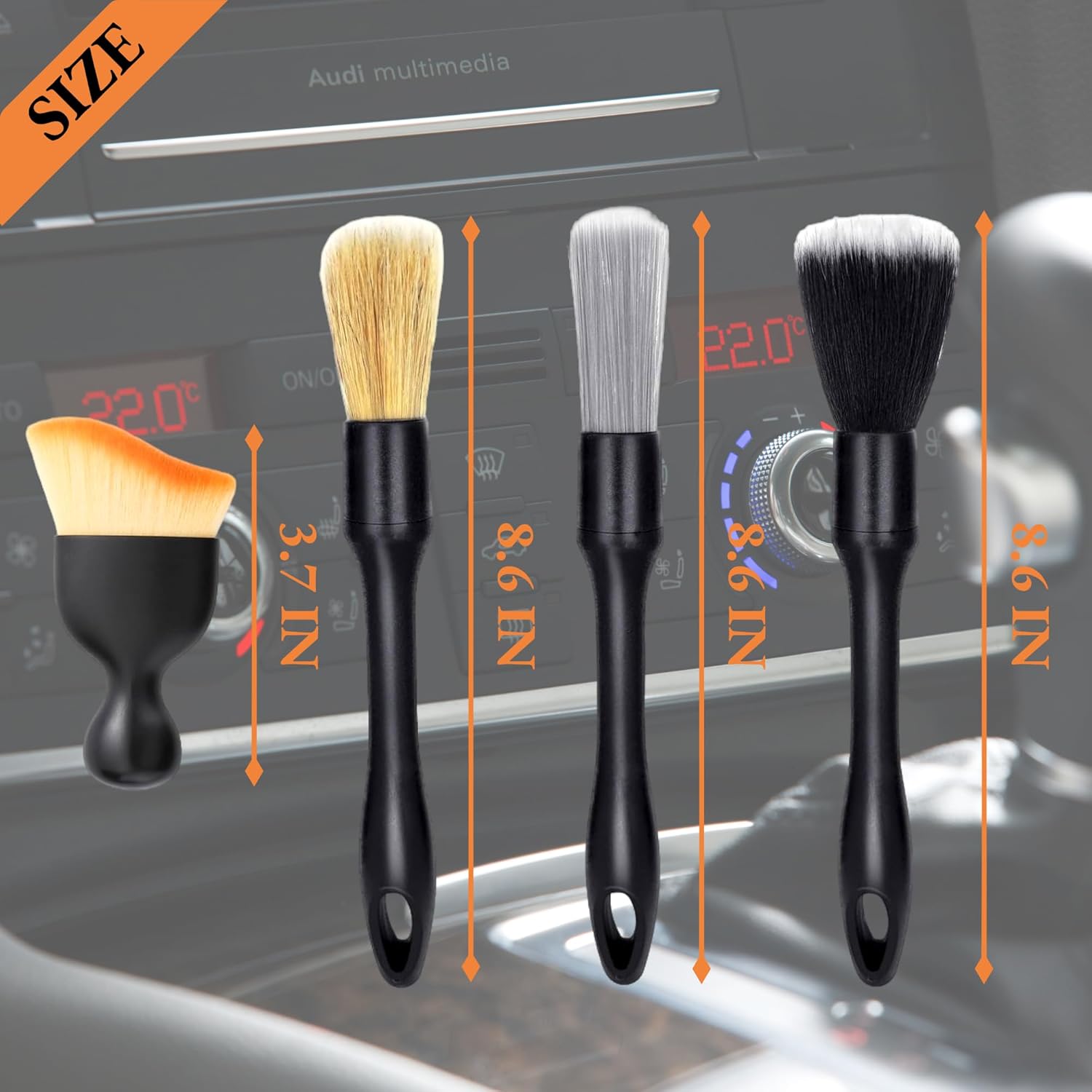 8 PCS Car Detailing Brush Set, Car Interior and Exterior Soft Bristle Cleaning Brushes, 4 Different Detailing Brushes for Auto Detailing, Dashboard, Vents, Wheels and Tires - Image 2