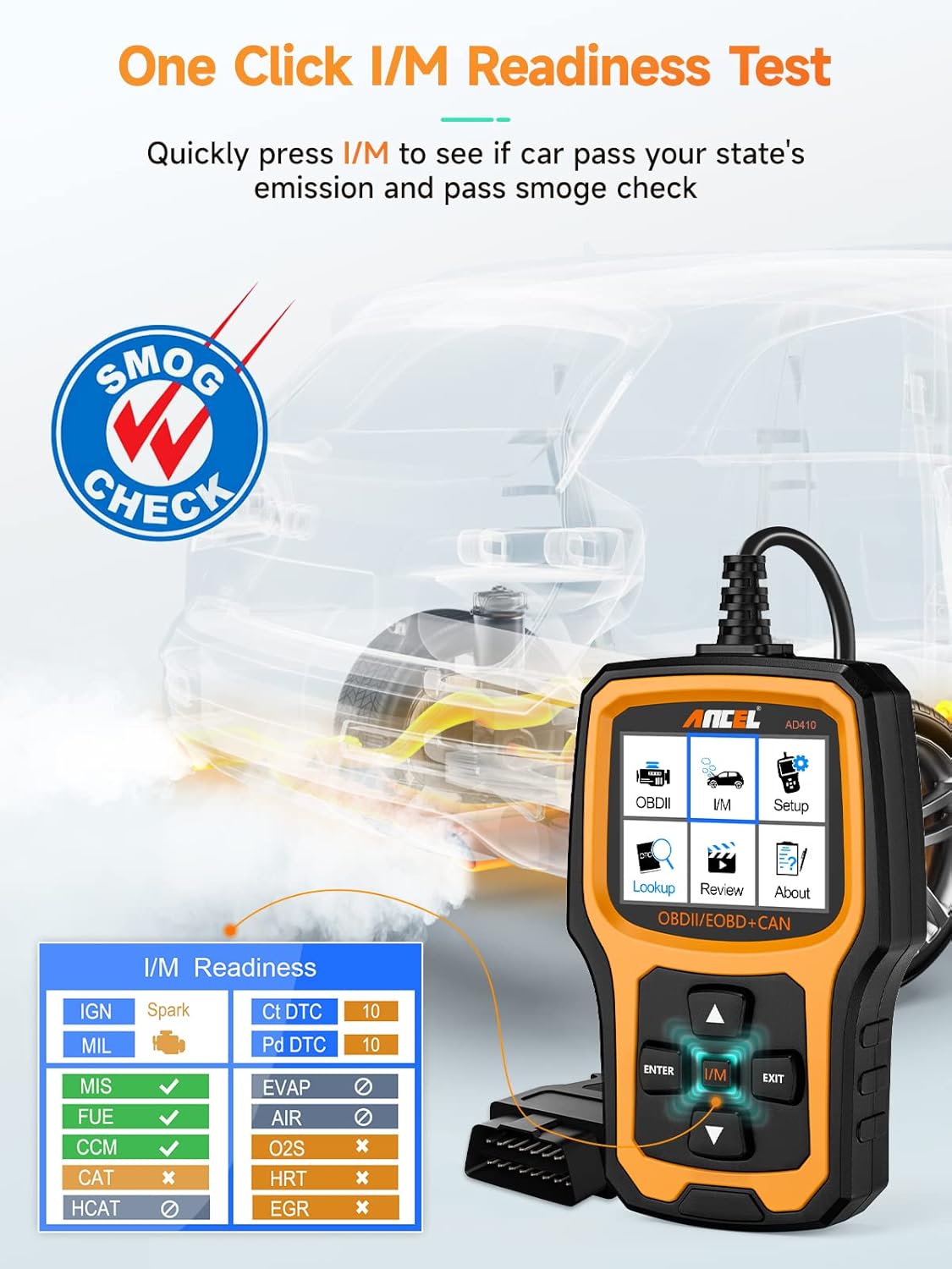 ANCEL AD410 Enhanced OBD2 Scanner, Vehicle Code Reader for Check Engine Light, Automotive OBD II Scanner Fault Diagnosis, OBDII Scan Tool for All OBDII Cars 1996+, Black/Yellow - Image 4