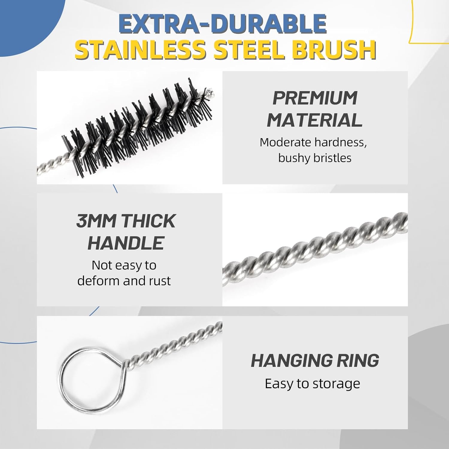 12 Pcs 61820 Car Engine Cleaning Detailing Brush Kit - Motor Engine Alternators Bay Stainless Steel Wire Brass Nylon Polishing and Cleaning Brush Set Tool - Image 3