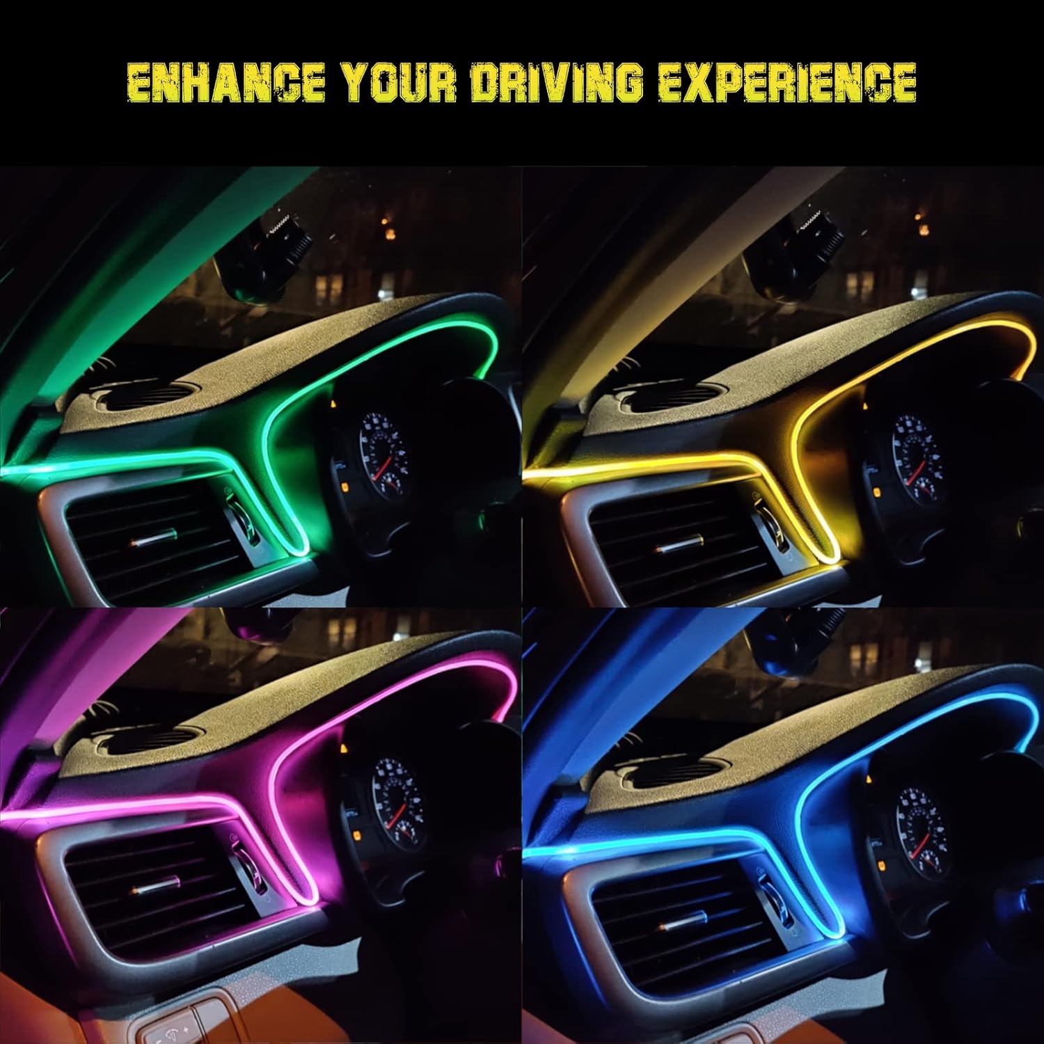 Jushope Interior Car LED Strip Lights, RGB USB Car Ambient Lighting with Wireless APP & Remote Control, Car Accessories Fiber Optifc Lights Sync to Music (2 LED/157 inches) - Image 7