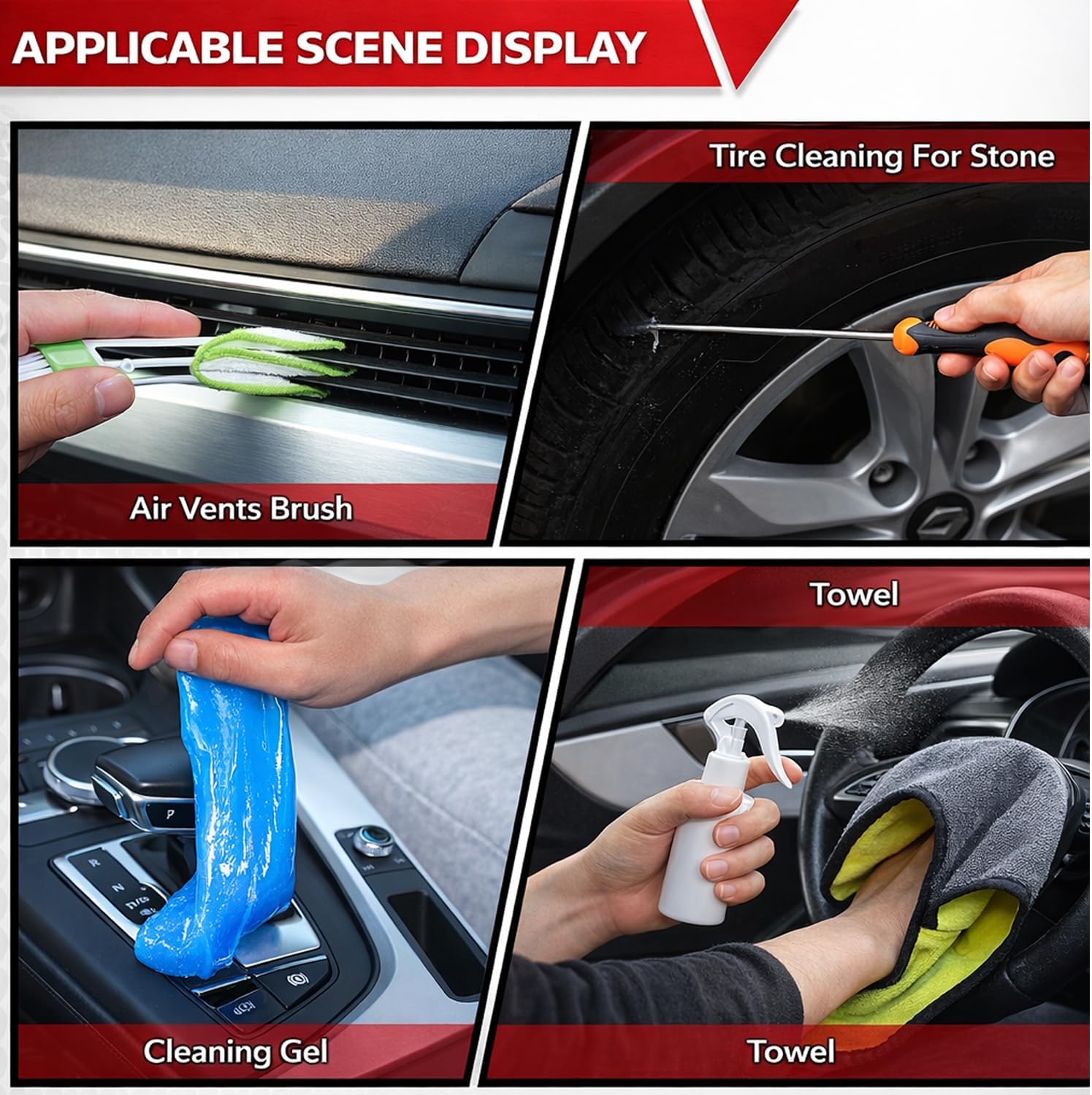 GASLIKE 63PCS Car Wash Cleaning Kit,Car Wash Brush with Long Handle,Car Detailing Kit with Foam Gun,Car Cleaning Supplies,Handheld Vacuum, Car Detailing Kit (63PCS) - Image 7
