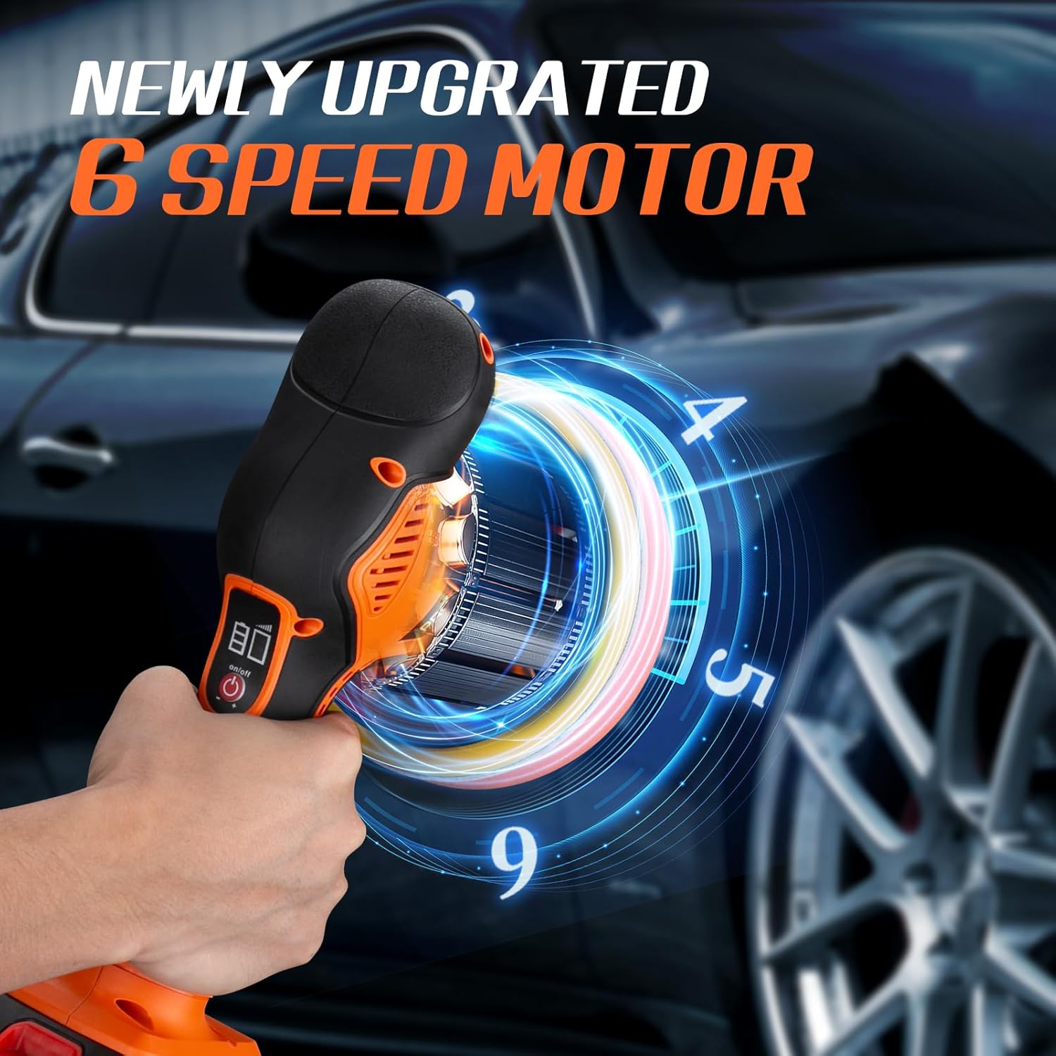 Protmex Cordless Car Buffer Polisher w/ 2x2000mAh 21V Batteries, 6 Inch Car Buffer Waxer Kit, Car Polishing Machine w/Extra 18 PCS Attachments & 6 Variable Speed - Image 4