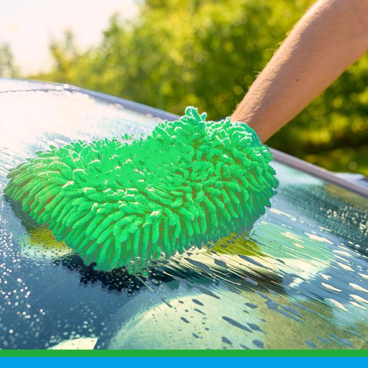 2 Pack Car Wash Mitt Microfiber Chenille Car Wash Mitt Scratch Free for Cars Cleaning,Home Cleaning Mitts(Green/Blue). - Image 6