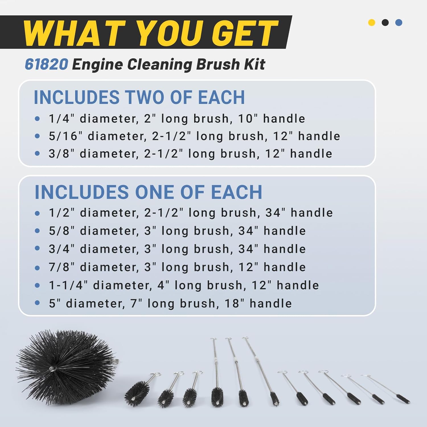 12 Pcs 61820 Car Engine Cleaning Detailing Brush Kit - Motor Engine Alternators Bay Stainless Steel Wire Brass Nylon Polishing and Cleaning Brush Set Tool - Image 4