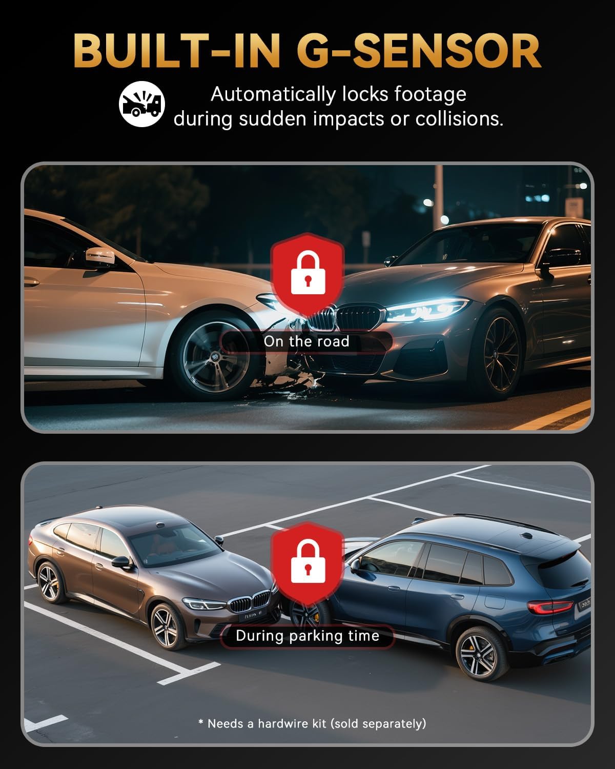 4K+4K Dash Cam Front and Rear, Free 128GB Card Included, 5.8GHz WiFi Dash Camera for Cars, Built-in GPS, G-Sensor, 170°Wide Angle, 3" IPS Screen, 24H Parking Mode, Support 512GB Max - Image 5