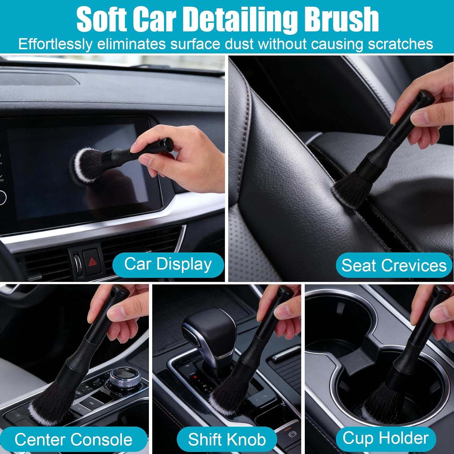XANGNIER Car Detailing Kit Interior,Car Cleaning Interior Cleaner Brush Kit Tool,Car Care Detail & Clean Supplies Accessories Kits,Suitable for Auto,SUV,Truck,Sedan,Dashboard,Panel,10 Pcs Tools Sets - Image 2