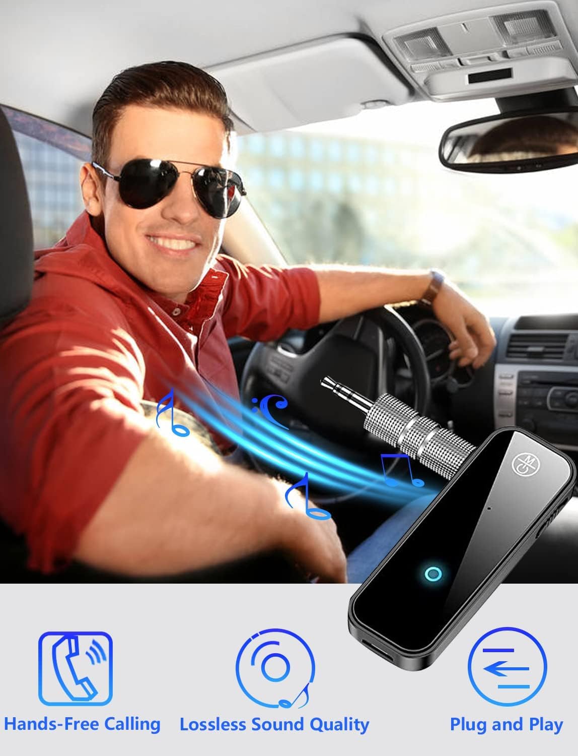 2 in 1 Bluetooth 5.3 Transmitter Receiver, AUX Wireless Bluetooth Audio Adapter for Car, TV, Speaker, Stereo System and Headphones - Image 2