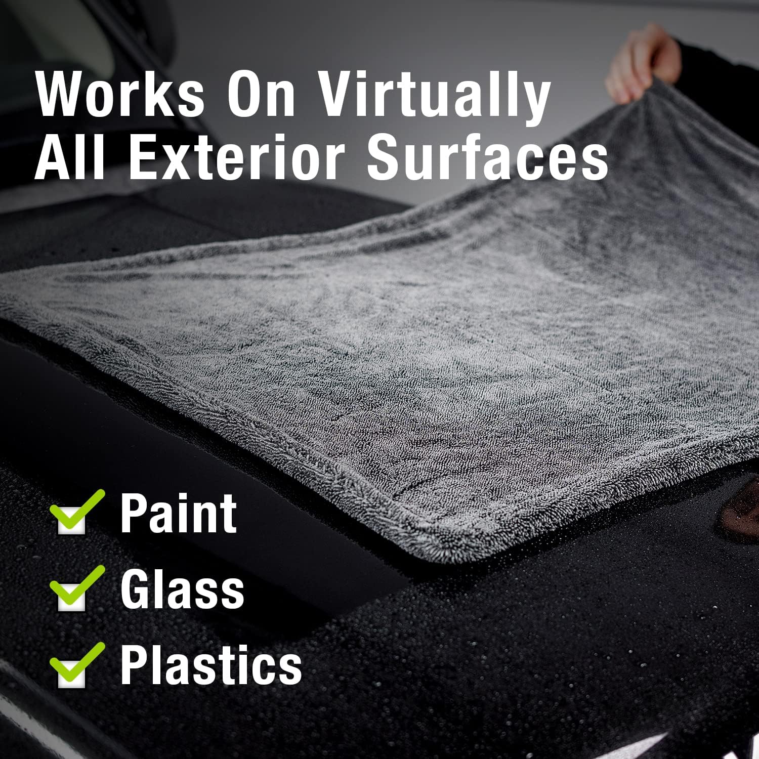 ExoForma Mega Car Drying Towel - Holds Up to 9 lbs, No Streaks, Scratches, or Water Spots | 1200 GSM Microfiber Double Twist Pile & Edgeless Design, 1 Quick & Effortless Dry - 24” x 36” - Image 2