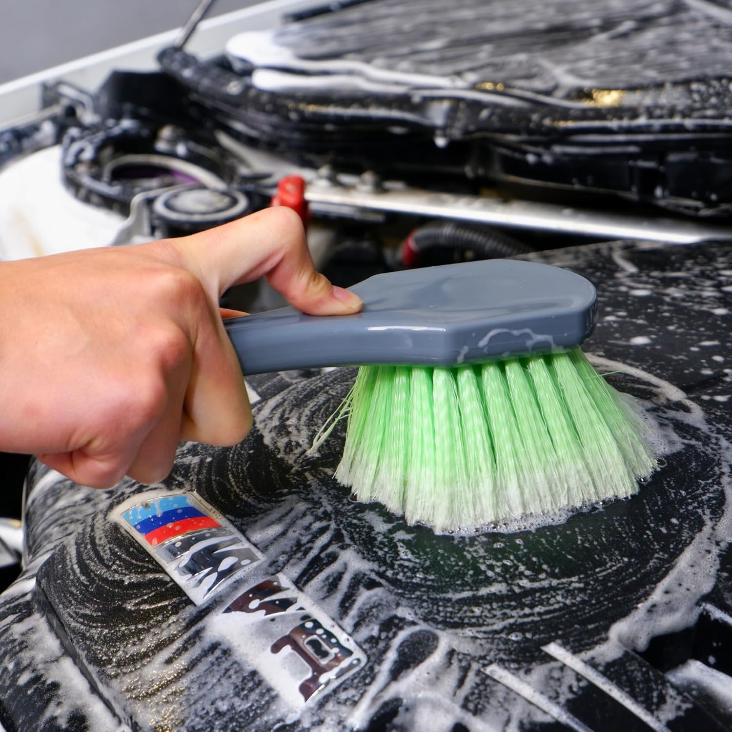 7PACK Car Engine Bay Details Cleaning Kit, Soft-bristled Engine Surface Brush,Long&Slim Bendable Brush, Edgeless Drying Towel,Finger Microfiber Applicator, Deep Cleans Engine Bay Hard to Reach Place - Image 2
