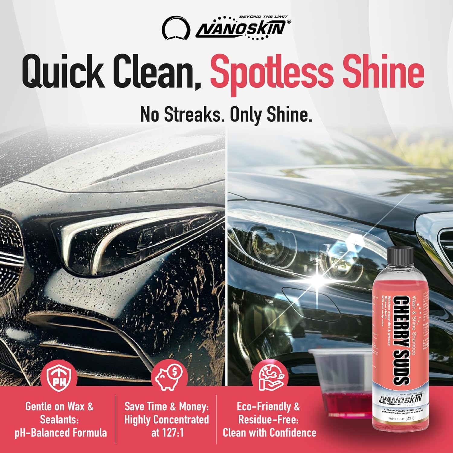 Nanoskin CHERRY SUDS Foaming Car Wash Concentrated Shampoo 5 Gallons for Foam Cannons, Foam Guns, Bucket Washes | Pressure Washer Safe, Cherry-Scented Soap | Ideal for Cars, Trucks, Motorcycles, RVs - Image 5