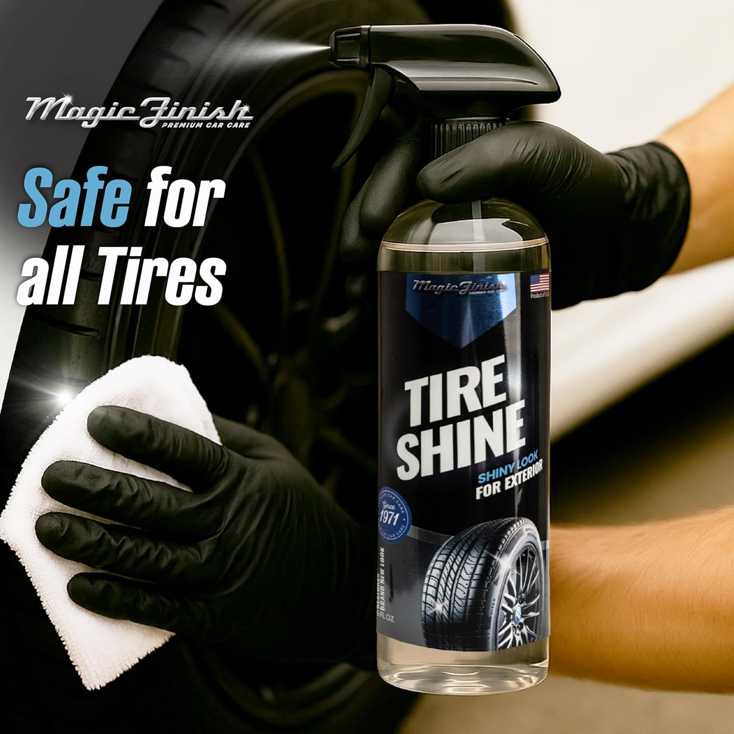 Magic Finish Tire Shine (16 fl oz) – Silicone-Based Tire Dressing for Long-Lasting Wet Look – High-Gloss Car Cleaning Supplies for Pro Detailing Results - Image 6