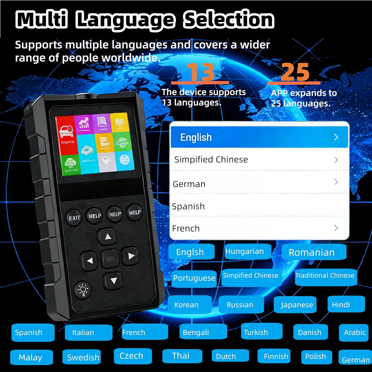 2-in-1 Handheld OBD2 Scanner, Bluetooth Car Diagnostic Tool with Built-in Screen, Auto Code Reader with Free App, Check Engine Light Reset, Live Data & I/M Readiness for 1996+ 12V Gasoline Vehicles - Image 7