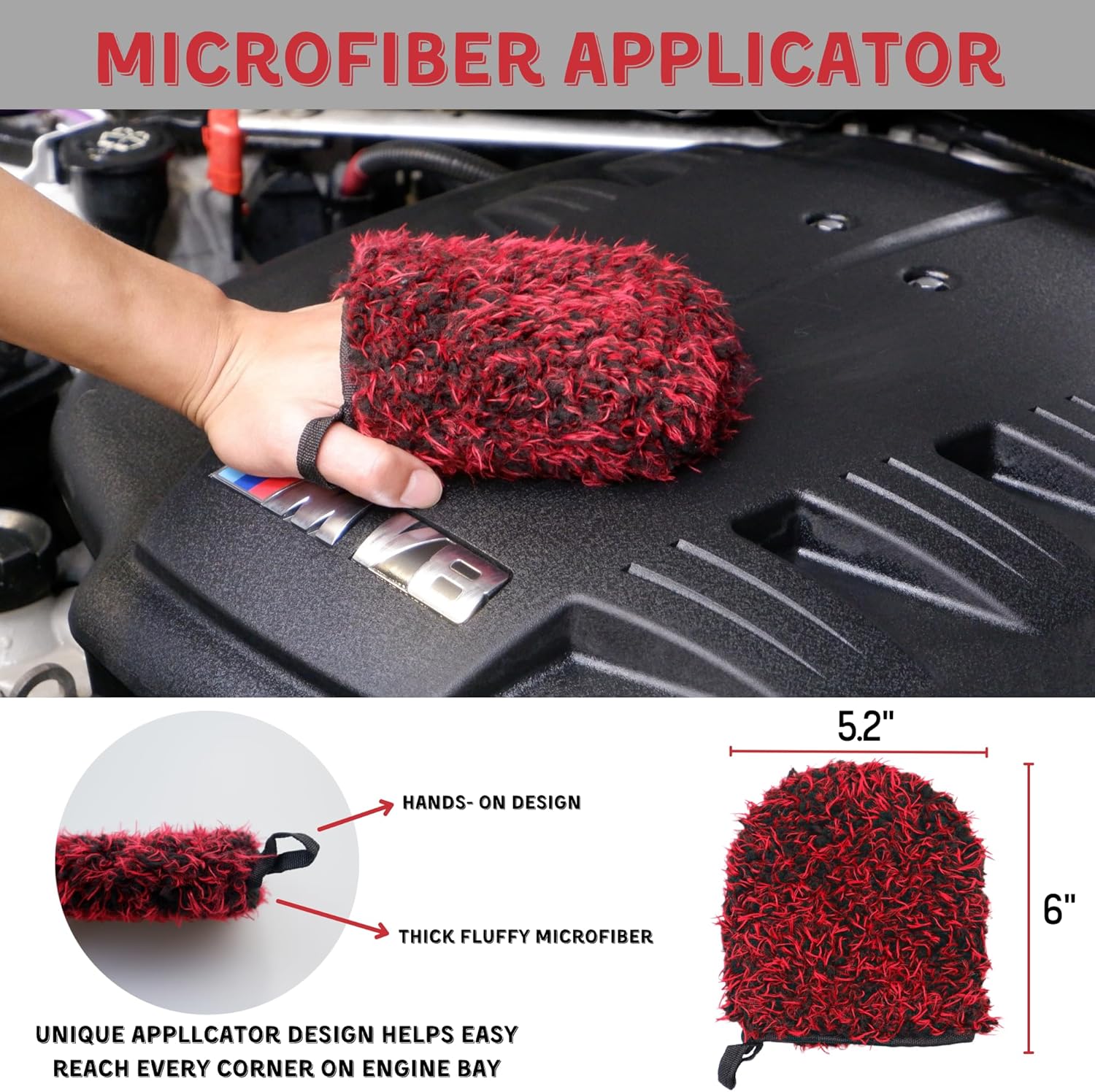 7PACK Car Engine Bay Details Cleaning Kit, Soft-bristled Engine Surface Brush,Long&Slim Bendable Brush, Edgeless Drying Towel,Finger Microfiber Applicator, Deep Cleans Engine Bay Hard to Reach Place - Image 5