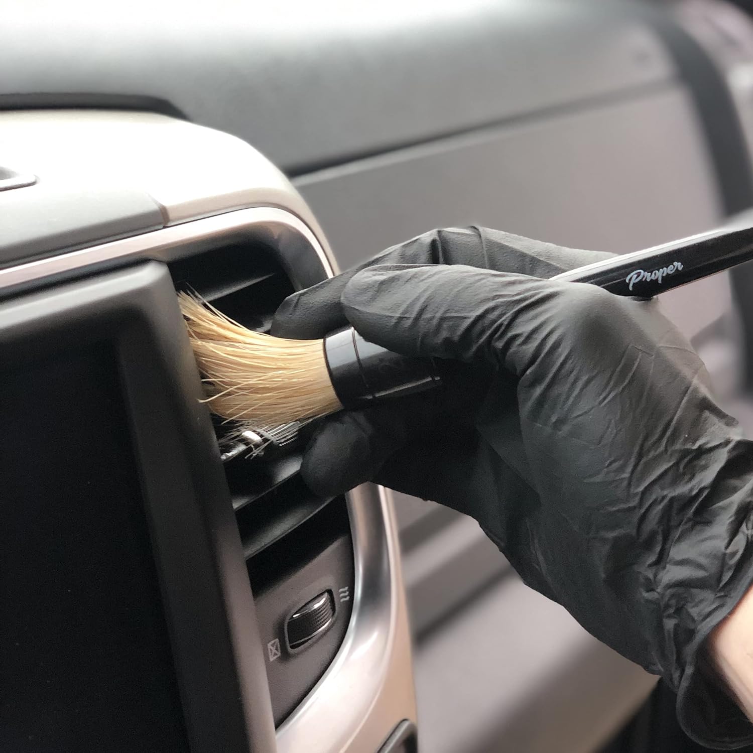 Premium Car Detailing Brush Set - Professional 3 Pack Kit Detail Brushes with Soft Boars Hair Bristles for Auto Interior & Exterior - for Cleaning Leather Seats, Air Vents, Wheels & Emblems - Image 5