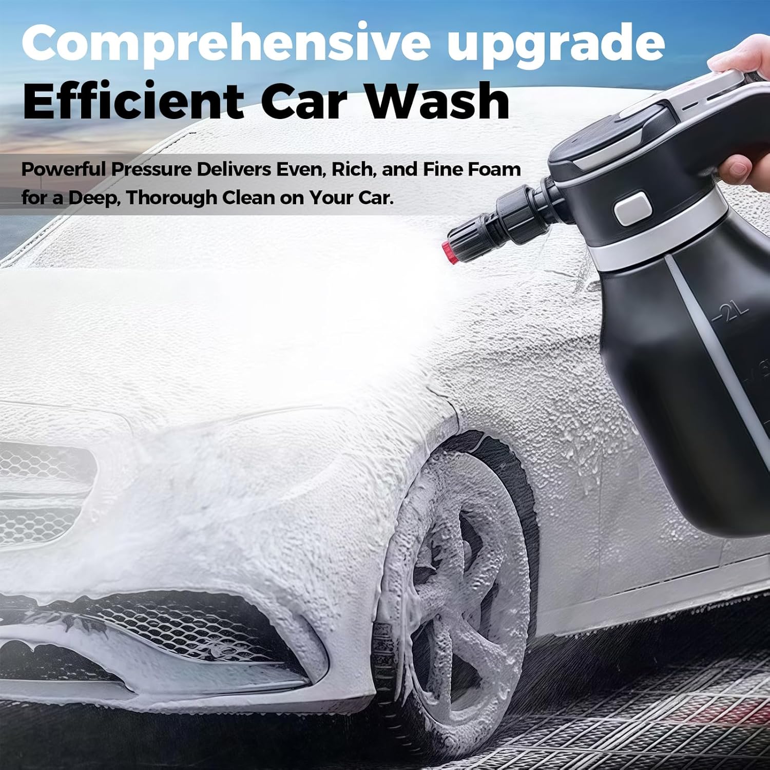 Electric Foam Sprayer,2L Portable Rechargeable Cordless Pressurized Spray Foam Cannon, Easy Clean & Acid Resistant for Car Wash Detailing Garden Black (Electric Foam Sprayer 1.0) - Image 2