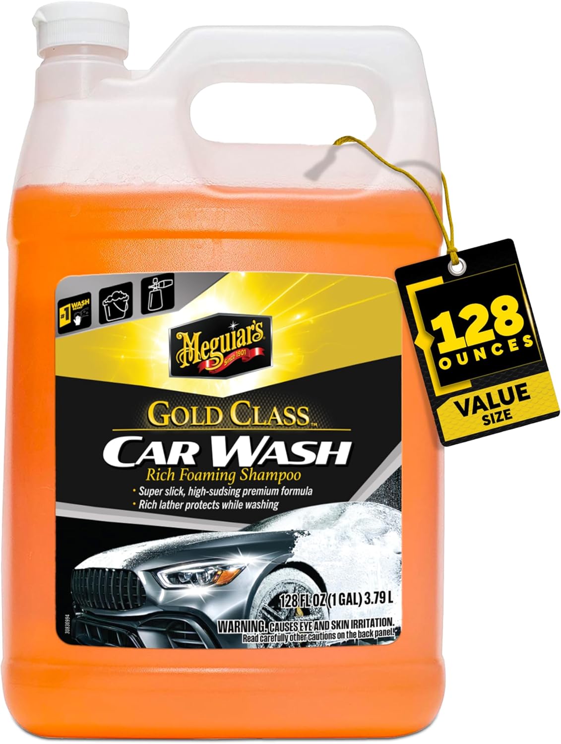 Meguiar's Gold Class Car Wash – Premium Foaming Car Wash Soap, High Gloss Finish, Safe For Clear Coats, Deep Cleans Without Removing Waxes, Car Detailing Supplies For Cars, Trucks & Suvs – 1 Gal