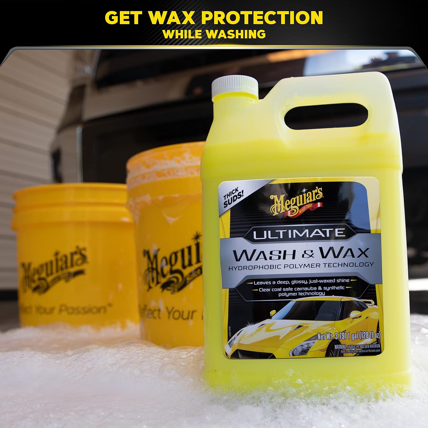 Meguiar's Ultimate Wash and Wax, Car Wash Soap and Wax Cleans & Shines in One Step, Shine & Protect with an Enhanced pH Balanced Car Paint Cleaner, 1 Gallon - Image 2