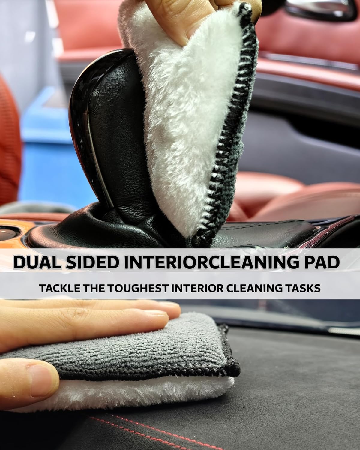 PRO Car Interior Cleaning Kit (9-Piece) - Deep Clean Tools for Leather, Dashboard & Upholstery | Boar Bristle Brush, Dual-Sided Scrub Sponge, Microfiber Towels, Polish Scrub Mitt, Detailing Brushes - Image 3